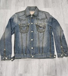 True Religion Herren Jimmy Big QT Knopfleiste Trucker Jeansjacke Größe XL - Bild 1 von 12