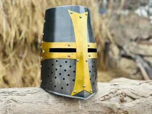 Templer Kreuzritter Helm tragbar Mittelalter Ritter Rüstung für Cosplay oder Halloween - Bild 1 von 6