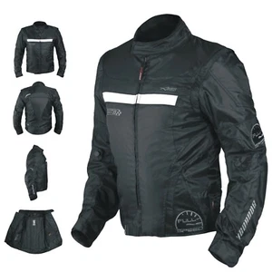 Giacca Moto Manica Staccabile Tessuto Protezioni CE Sfoderabile Gilet Nero - Imagen 1 de 15