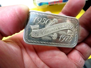 Commemorative 1 oz .999 FINE SILVER BAR 1950 1975 25TH Anniversary MADISON MINT - Picture 1 of 11
