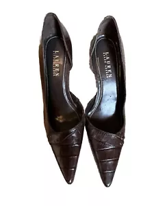 😎🤎VENTA INMOBILIARIA Zapatos Tacones Lauren Ralph Lauren Cuero Marrón Superior Talla 7B Lexi - Imagen 1 de 4