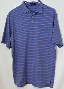 Johnnie O Polo Shirt Mens Large L Blue Striped Golf Short Sleeve Preppy Casual - Picture 1 of 8