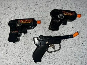 VINTAGE 1940’s MARX G-MAN AUTOMATIC METAL WIND UP SPARKING PISTOL TOY Lot - Picture 1 of 2