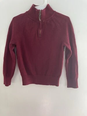 Crewcuts Kids Boys Solid Maroon 1/4 Zip Rib-Knit Mock Neck Sweater Maroon XS 4-5 - Image 1 of 4