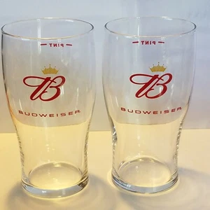 Lot of 2 Budweiser Beer Tulip Style Glasses 16 oz 6 1/4" Tall - Picture 1 of 4