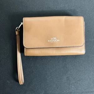 Coach Brown Bi Fold Wallet Wristlet - Picture 1 of 1