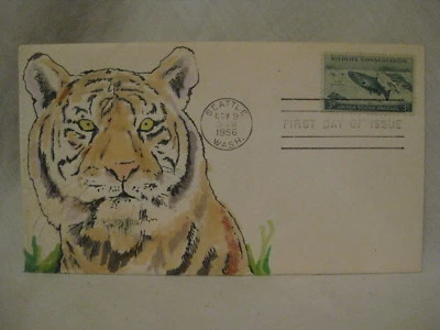  Arte de portada original Tigre naturaleza conservación vida silvestre primer día edición FDC salvaje Foto 1 de 4