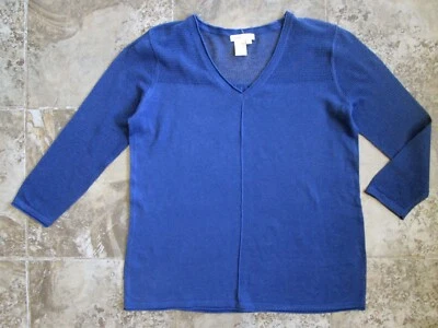 Camisa mediana para mujer Nomadic Traders cuello en V lino algodón tejido azul hilo tirado Foto 1 de 4