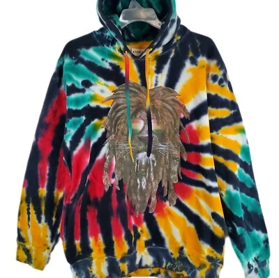 Evolution In Design Tie Dye Hoodie RASTA Jamaican Lion Face XXL NWT Hippie BOHO - Image 1 of 4