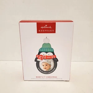 Hallmark 2023 Baby's 1st FIRST Christmas Keepsake Ornament Photo Holder Penguin - Picture 1 of 6