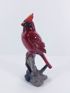 Red Cardinal Resting on a Branch Figurine Statue 