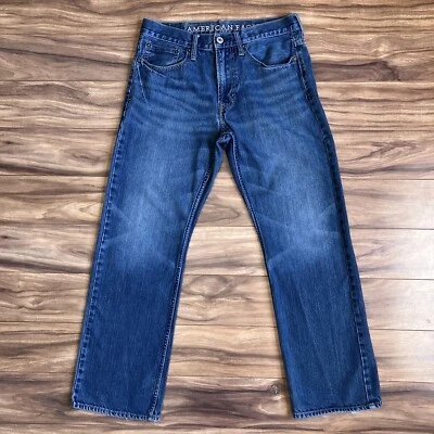 American Eagle Jeans Mens 31x30 Blue Relaxed Straight Leg Distressed Denim Pants - Image 1 of 4