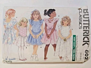 Vestido Cintura Caída Niñas 4 5 6 Butterick 6027 Patrón de Costura Volantes Fácil Clásico - Imagen 1 de 13