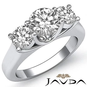 1.5Ctw Round Diamond 3 Stone Beautiful Engagement Ring GIA F VVS2 14k White Gold - Picture 1 of 7