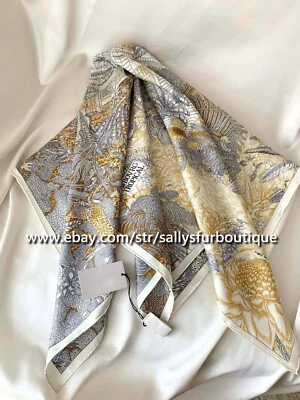 Sally Boutique 18 Momme Twill Silk Wrap Scarf Garden Print Double Face Shawl 35" - Image 1 of 4