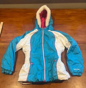 Girls Pacific Trail Outdoor Wear Blue Pink Winter Jacket Lined Hood Size M(8/10) - Picture 1 of 6