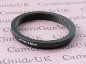 49mm to 43mm 49mm-43mm Stepping Step Down Filter Ring Adapter - Picture 1 of 2