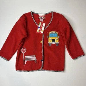 NWT City Kids Youth Size 5 Red Cardigan Girls School Shirt Learning Sweater Top - Picture 1 of 7