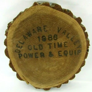VTG Tree Wood Bark Slab Wall Plaque 1986 Delaware Valley Old Time Power & Equip - Picture 1 of 4