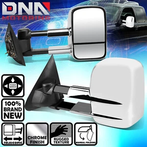FOR 1997-2004 FORD F150 F250 PAIR POWERED ADJUSTMENT TOW TOWING MIRROR CHROME - Picture 1 of 8