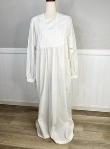 Vtg Le Voy's White Nightgown Large Swiss Dot Modest Cottage Victorian Sissy Lace - Picture 1 of 18