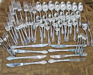 Northland Stainless Korea argenteria lotto 58 pezzi MCM posate vintage floreali - Foto 1 di 20