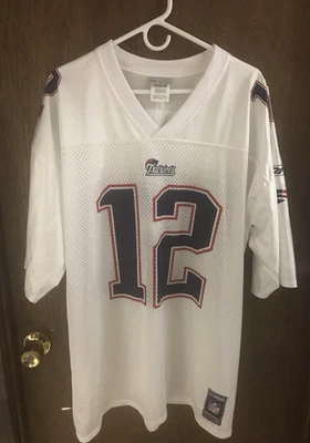 Camiseta de fútbol americano blanca Tom Brady 12 de los New England Patriots de la NFL de colección para hombre XL Foto 1 de 4