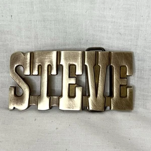 Vintage Retro Steve STEVE Name Plate Hippie Brass Belt Buckle - Picture 1 of 4