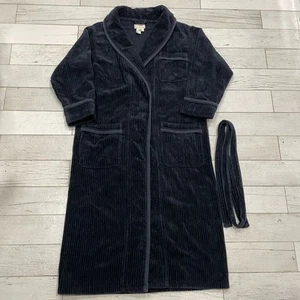 Ermenegildo Zegna Robe Mens Size IV Blue Ribbed Cotton Belt Pockets Italy - Picture 1 of 12