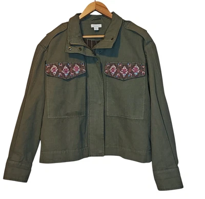 Sundance Jacket Womens Medium Embroidered Floral Utility Boho Pockets Canvas - Image 1 of 4