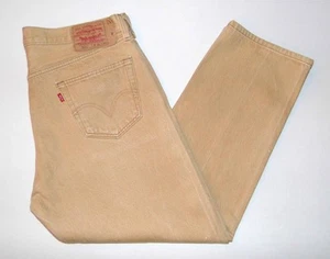 LEVI'S Men's Vintage 501 Jeans 36"W X 28"L Beige Brown Shrink to Fit Work Biker - Bild 1 von 5