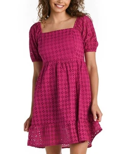 La Blanca Women's Saltwater Sands Eyelet Cover-Up Dress (Magenta, X-Large) - Picture 1 of 2