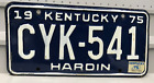 1975 1976 Sticker Kentucky License Plate CYK-541 Hardin