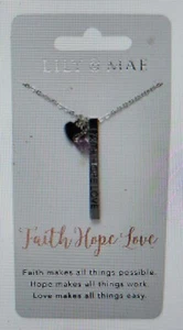 Lily & Mae Personalised Necklace with Heart and Stone - Faith Hope Love - Picture 1 of 1