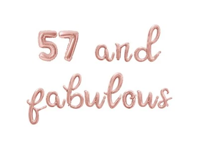 57 Y FABULOSO Banner Globo Letra Cursiva - 57 Decoraciones Fiesta Cumpleaños Foto 1 de 4