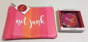 Design Group Cosmetic Bag And Matching Mirror pink and orange - Picture 1 of 2