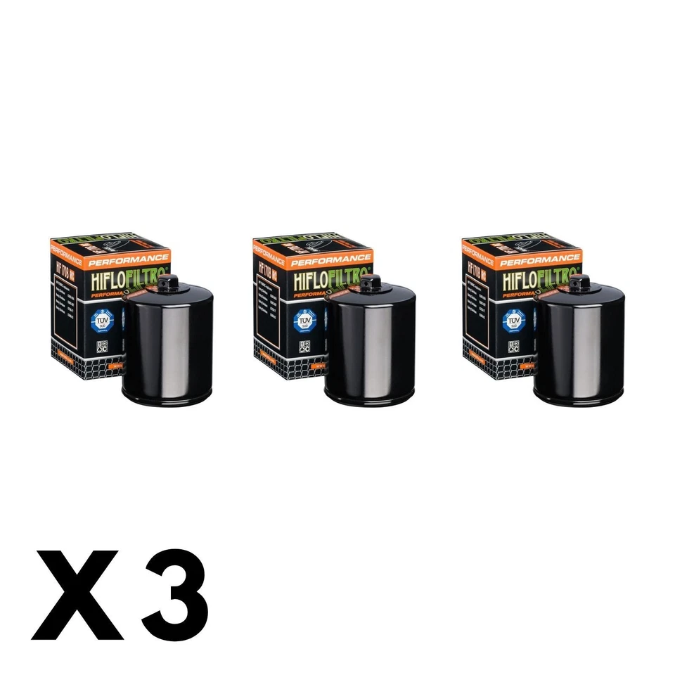 3 Pack Hiflo Oil Filter for Harley 1450 Fat Boy 88/FLSTF 2000-2006 (W/Nut) - Image 1 of 1