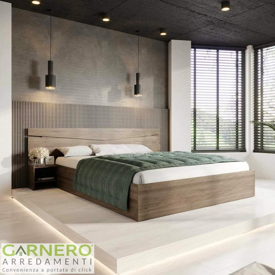 Letto matrimoniale contenitore CAMILLA 160x200 visone comodini moderna design - Immagine 1 di 1