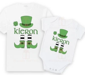 Irish Leprechaun custom name ST Patricks day Ireland t-shirt / baby Bodysuit - Picture 1 of 2