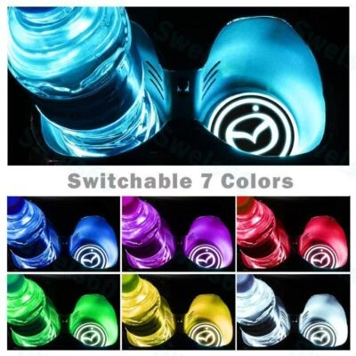 Car Accessories LED Light Cup Holder Mat Coaster USB Charging 7 Colors for Mazda - Image 1 of 3