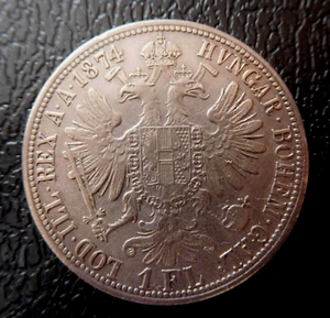 AUSTRIA / FRANZ JOSEPH - ARGENTO 1 FIORINO 5./ 1874 - Foto 1 di 2