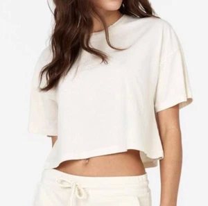 T-shirt girocollo MATE cotone biologico boxy crop osso grande L - Foto 1 di 7