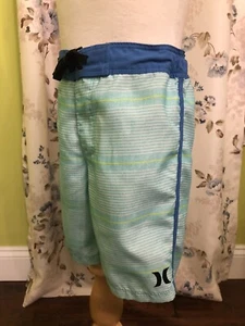 Hurley Boys Size 6 Blue Board Shorts Swimsuit Boardshorts Interior Belt - Picture 1 of 9