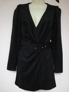 GORGEOUS BNWT ZARA BLACK FAUX SUEDE WRAP DRESS..SIZE XS..UK 8..NEXT DAY POSTAGE - Picture 1 of 4