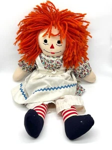 Vintage Raggedy Ann Stuffed Plush Doll 20" w/ Apron - Picture 1 of 6