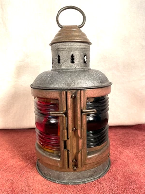 Antique PERKO-DE-LITE Marine Navigation Light Red & Green Perkins Brlyn N Y - Image 1 of 4