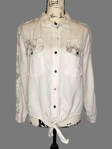 Lässiges Shirt Havanna weiß Schlangenmuster Knopfleiste Damen kleiner Lagenlook Bluse - Bild 1 von 8