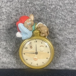 1998 Hallmark Keepsake Ornament   Night Watch   Mouse on watch/clock - Picture 1 of 2