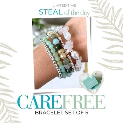 Pulsera Park Lane Carefree 5 Hilos Cuarzo Rosa Agua Dulce Perla Elástica Edición Limitada Foto 1 de 3