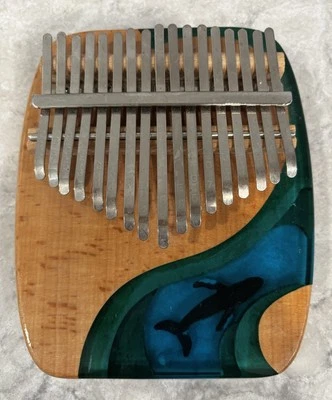 Resin Ocean Blue Whale Hluru Kalimba  17 Key Thumb Piano Instrument - Image 1 of 4